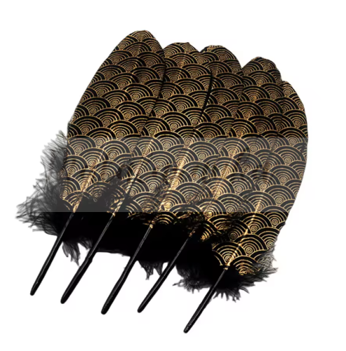 Pióra gęsi lotki 13-18 cm CZARNO ZŁOTE