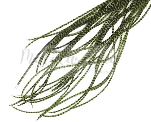Pióra do włosów mieszane 23-25 cm Green Olive 20 szt