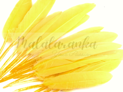 Pióra lotki kacze 9-14 cm ŻÓŁTY 10 szt
