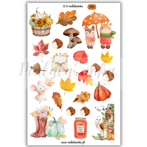 Zestaw naklejek jesiennych - journaling scrapbooking planner