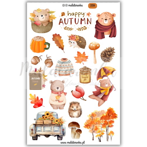 Zestaw naklejek jesiennych - journaling scrapbooking planner