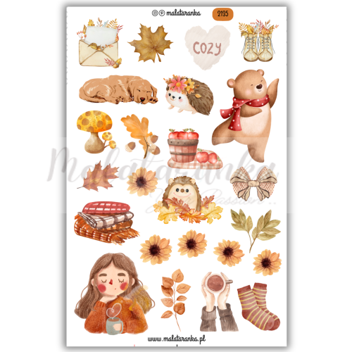 Zestaw naklejek jesiennych - journaling scrapbooking planner