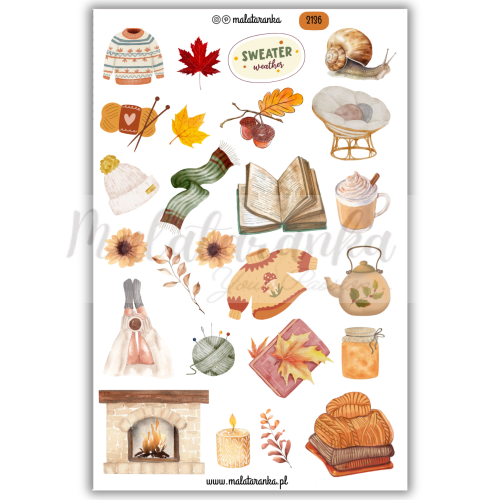 Zestaw naklejek jesiennych - journaling scrapbooking planner