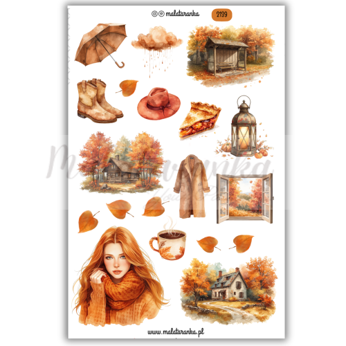Zestaw naklejek jesiennych - journaling scrapbooking planner