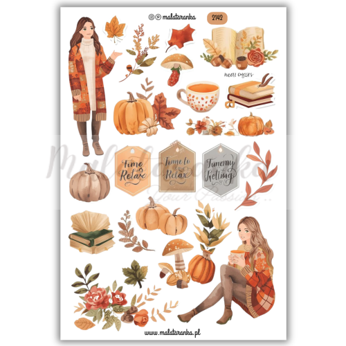 Zestaw naklejek jesiennych - journaling scrapbooking planner