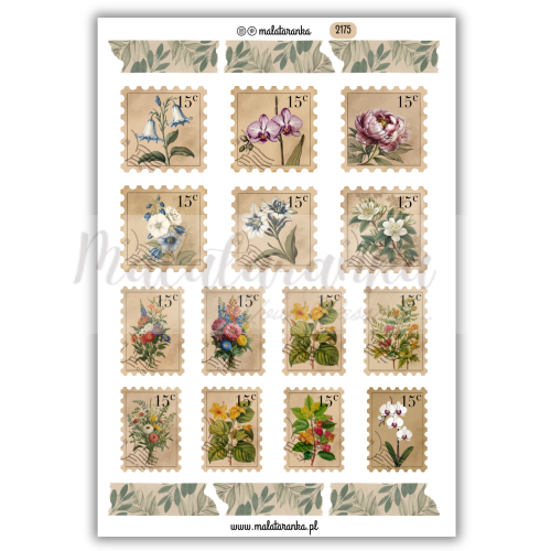 Arkusz naklejek stare znaczki pocztowe poczta ślimakowa dziennik journal
