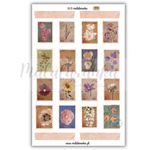 Arkusz naklejek stare znaczki pocztowe poczta ślimakowa dziennik journal