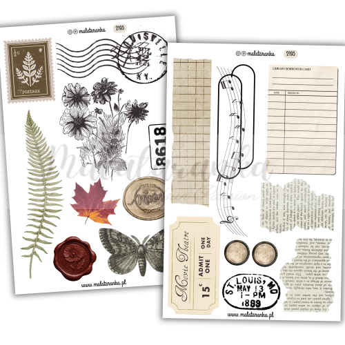 Zestaw naklejek kolażowych Efemeryda Vintage  efemeryczny kolaż do dziennika plannera