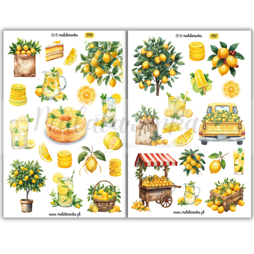 Naklejki Cytrusy Cytrynowa lemoniada journaling scrapbooking planner bujo