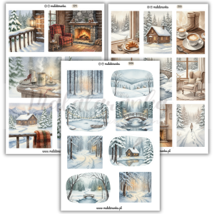 Naklejki zimowe krajobrazy, naklejki  do dziennika i plannera