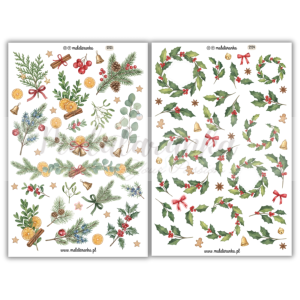 Naklejki świąteczne  I Liście ostrokrzewu I Naklejki Świąteczne z jagodami
