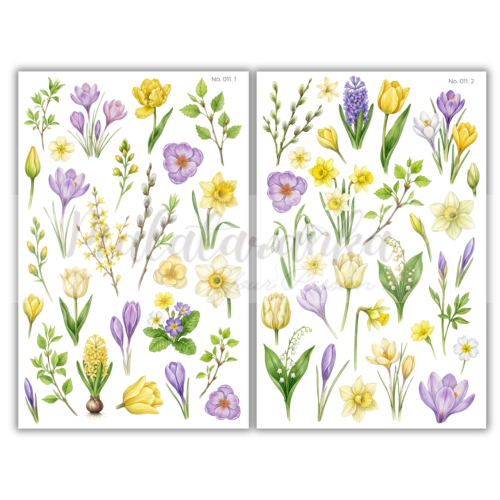 Naklejki wiosenne kwiaty rośliny journaling scrapbooking planer