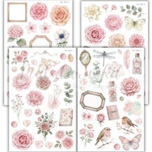 Naklejki botaniczne, kwiaty rośliny journaling scrapbooking planer/008