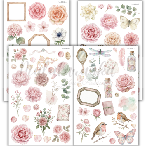 Naklejki botaniczne, kwiaty rośliny journaling scrapbooking planer