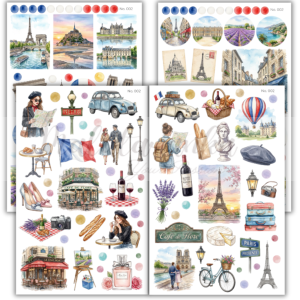 Naklejki podróżnicze Francja journaling scrapbooking planer