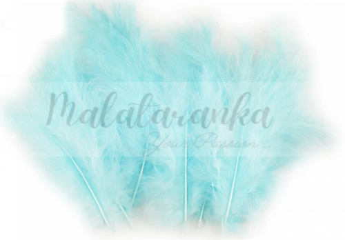 Pióra strusia puchowe 10-18 cm BŁĘKITNE 20 szt