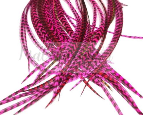 Pióra do włosów 25-28 cm PINK COOKIE 10 szt Różowe Fuksja