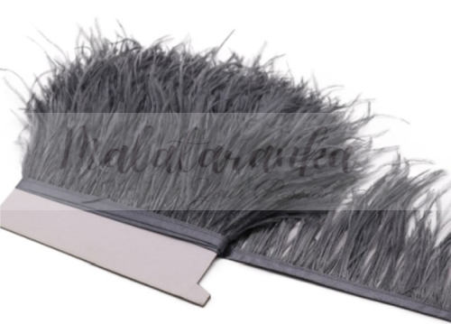 Strusie pióra na taśmie GRAFITOWE