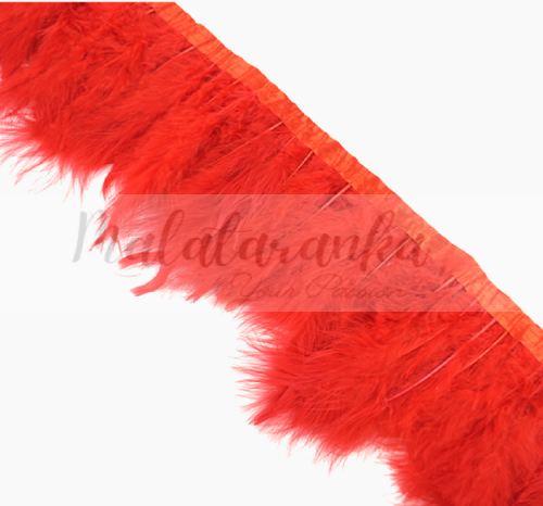 Pióra na taśmie marabut CZERWONE 1m puszyste