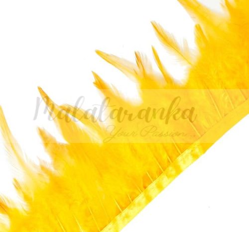 Pióra na taśmie kogut ŻÓŁTE 1m taśma z piór
