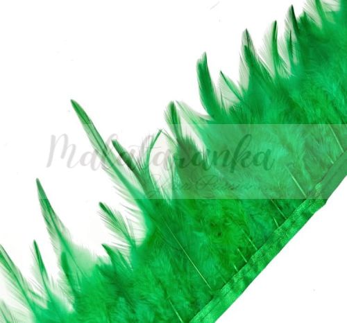 Pióra na taśmie kogut ZIELONE 1m taśma z piór