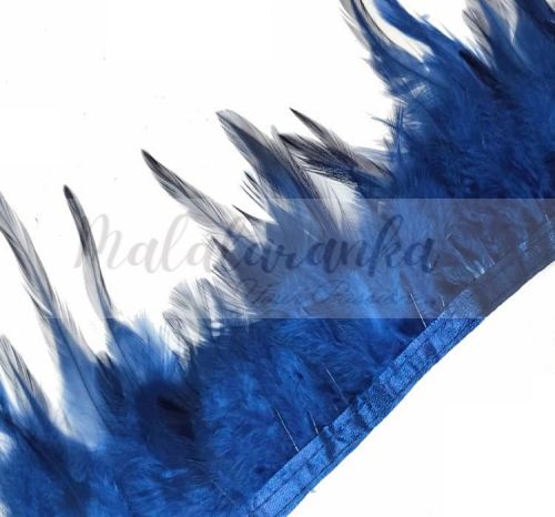 Pióra na taśmie kogut GRANATOWE 1m taśma z piór