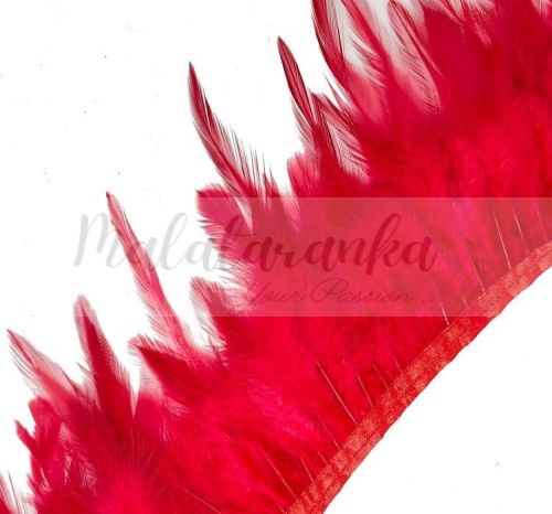 Pióra na taśmie kogut CZERWONE 1m taśma z piór