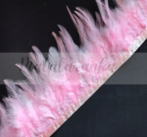 Pióra na taśmie kogut RÓŻOWE 1m taśma z piór