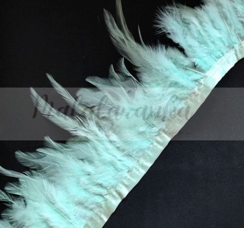 Pióra na taśmie kogut MIĘTOWE 1m taśma z piór