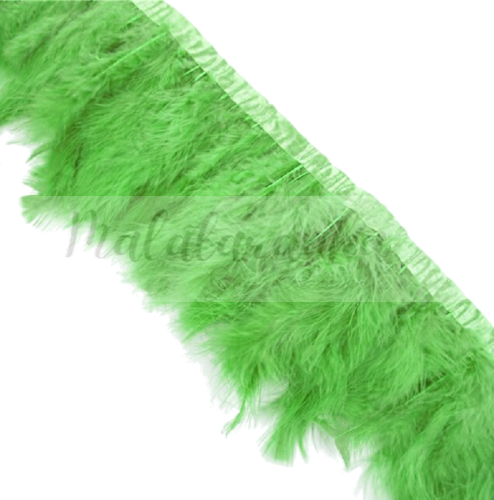 Pióra na taśmie marabut ZIELONE 1m puszyste