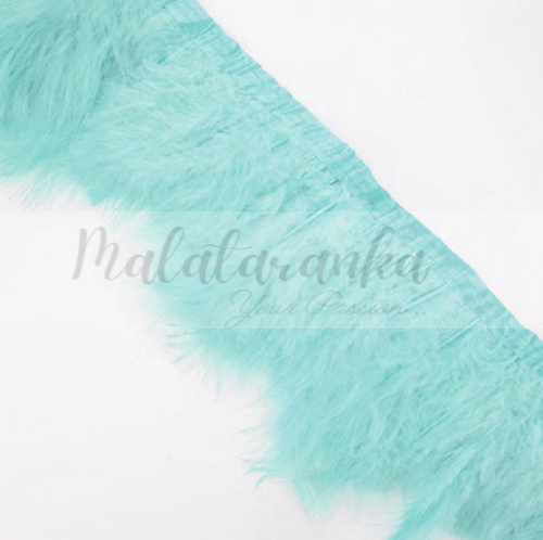 Pióra na taśmie marabut MIĘTOWE 1m puszyste