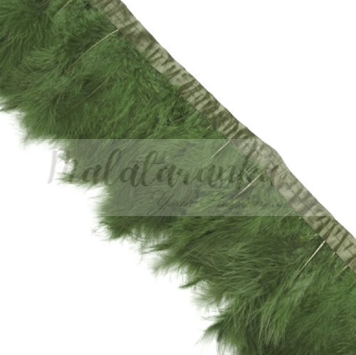 Pióra na taśmie marabut OLIWKOWE 1m puszyste